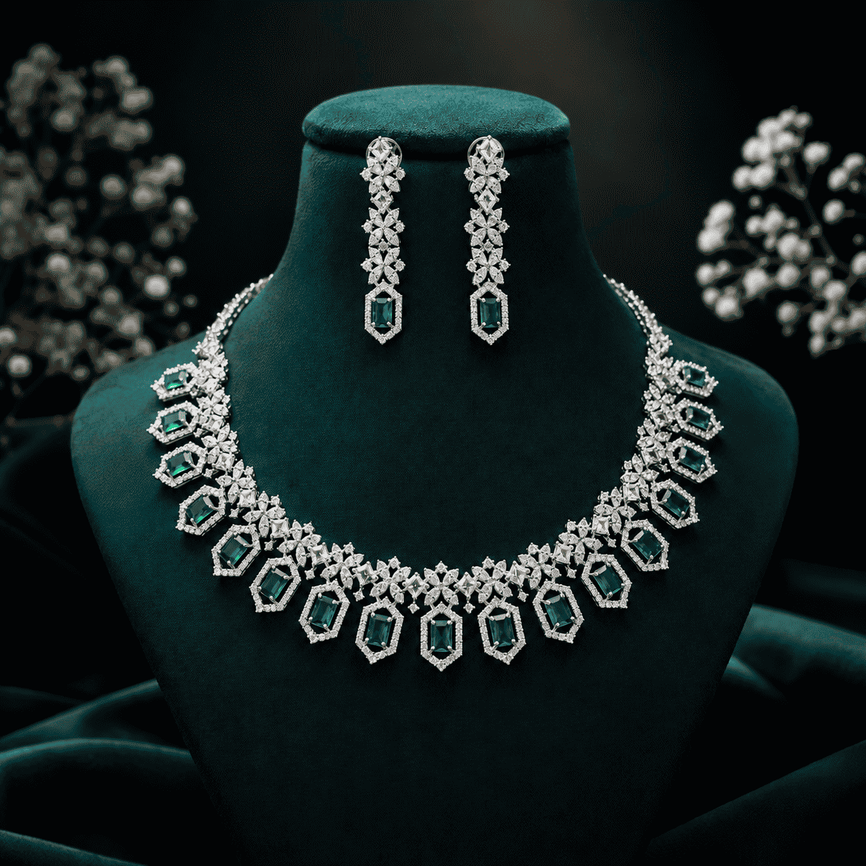SHΛYNΛ Royal Luxe Statement Necklace Set | Premium CZ Diamond Party Jewellery