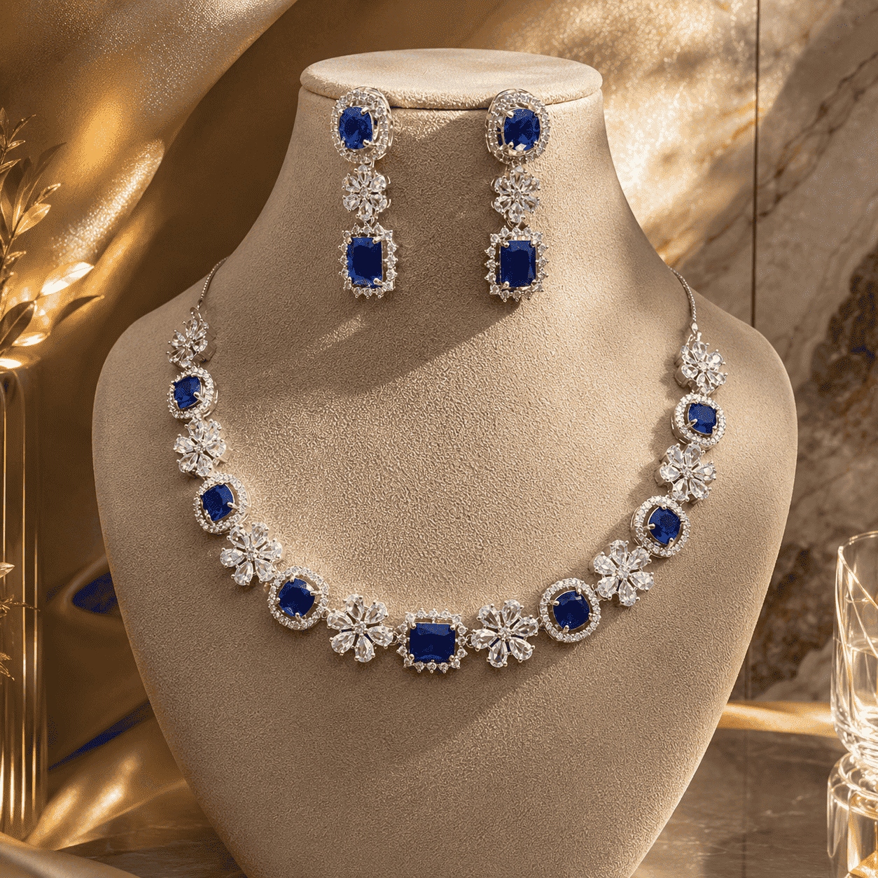 SHΛYNΛ Luxe Statement Necklace Set of three| Premium CZ Diamond Party Jewellery