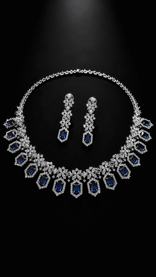 SHΛYNΛ Royal Luxe Statement Necklace Set | Premium CZ Diamond Party Jewellery