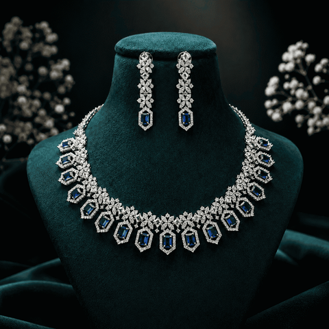 SHΛYNΛ Royal Luxe Statement Necklace Set | Premium CZ Diamond Party Jewellery