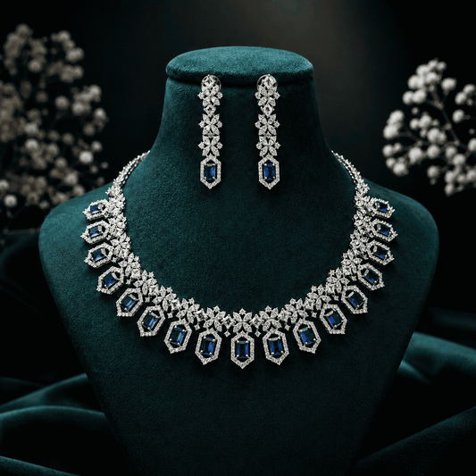 SHΛYNΛ Royal Luxe Statement Necklace Set | Premium CZ Diamond Party Jewellery