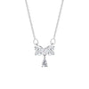 Sweet Bow Tie Tassel Necklace In Stainless Steel Pavé Zircon And Cable Chain